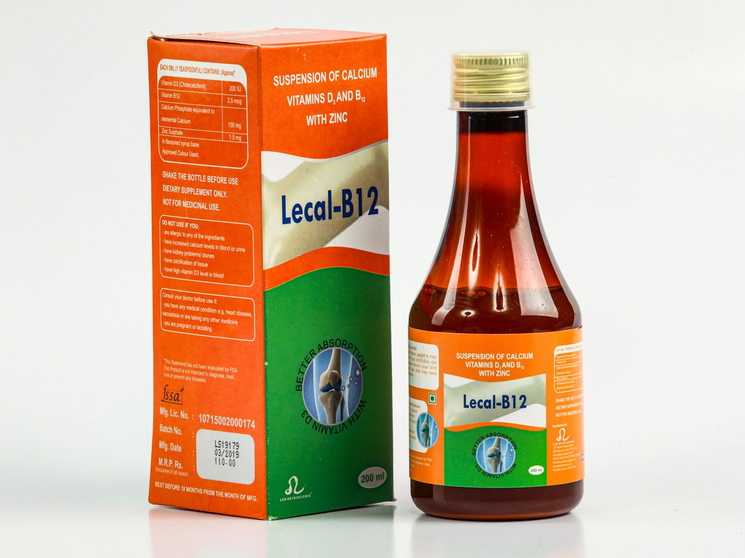 Vitamin B12 Syrup, Lecal B12 Calcium Syrup, Zinc And Vitamin D3